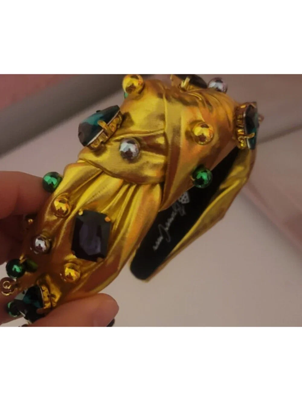 BRIANNA CANNON GOLD MARDI GRAS HEADBAND WITH GOLD BEADS AND CRYSTALS